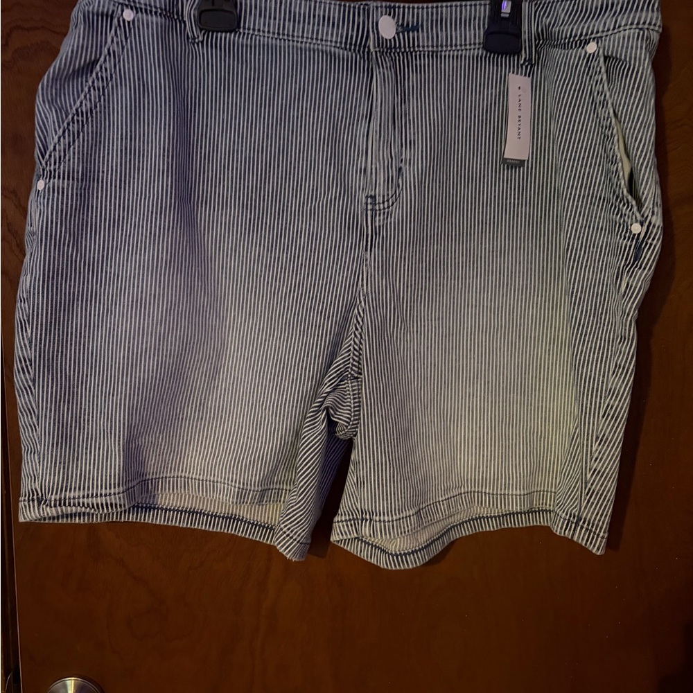 Striped Cotton Blend Women’s Shorts - Blue/White